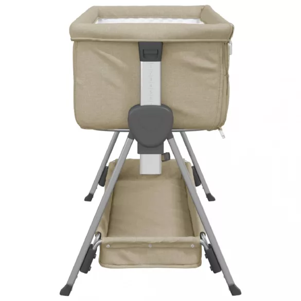 tópszínű vászonszövet babaágy matraccal