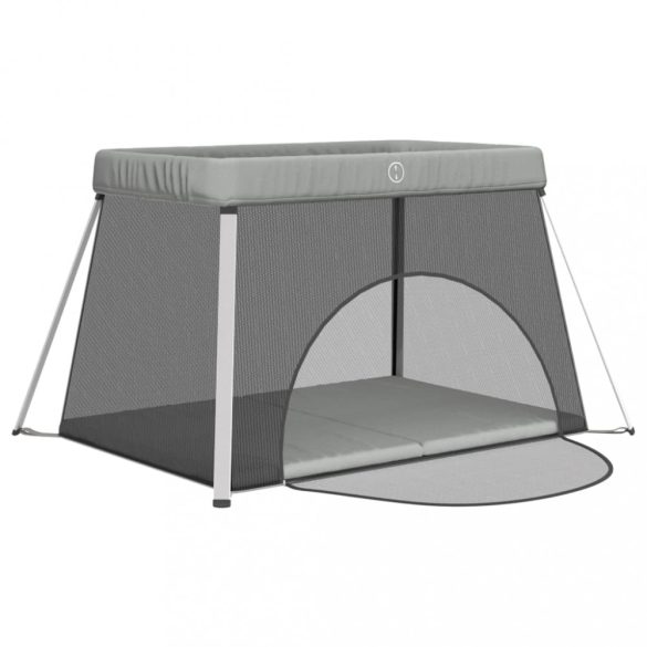 világosszürke vászonszövet babajáróka matraccal