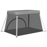 világosszürke vászonszövet babajáróka matraccal