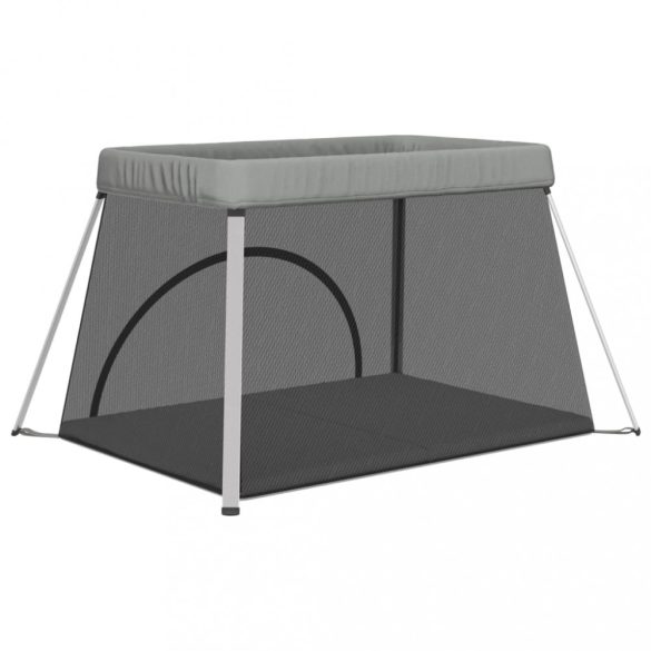 világosszürke vászonszövet babajáróka matraccal