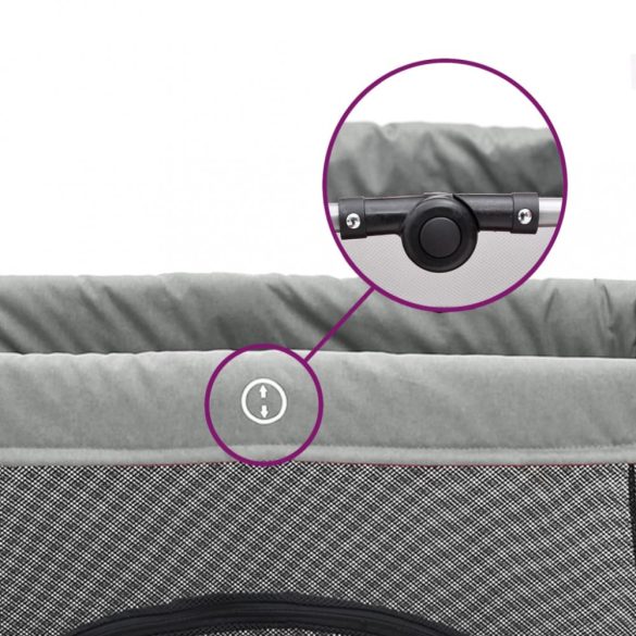 világosszürke vászonszövet babajáróka matraccal