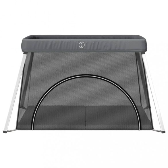 sötétszürke vászonszövet babajáróka matraccal