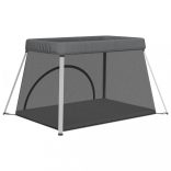 sötétszürke vászonszövet babajáróka matraccal