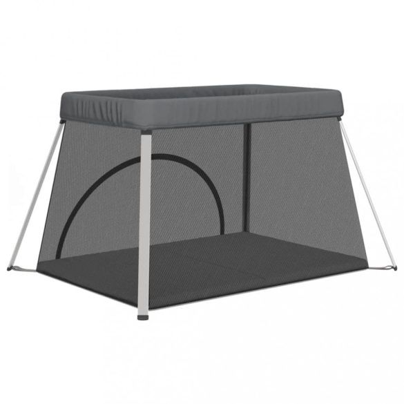 sötétszürke vászonszövet babajáróka matraccal