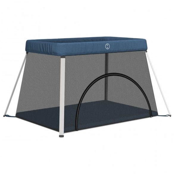 tengerészkék vászonszövet babajáróka matraccal