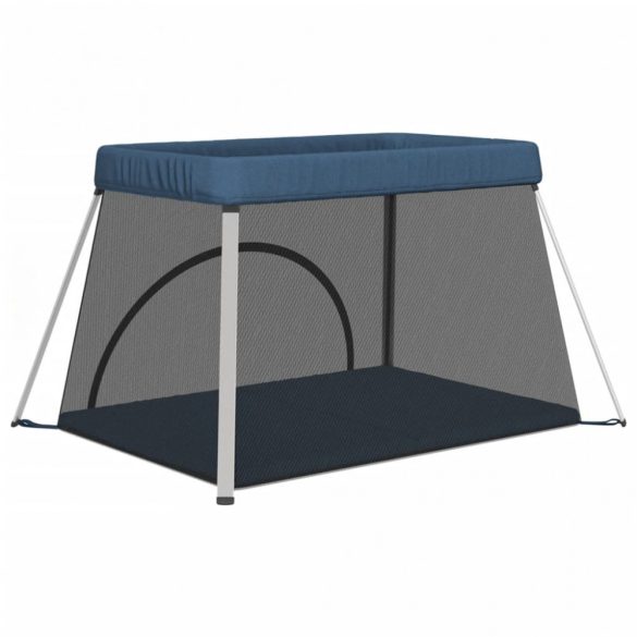 tengerészkék vászonszövet babajáróka matraccal