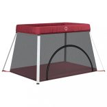 piros vászonszövet babajáróka matraccal