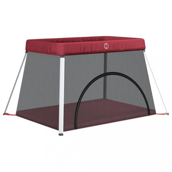 piros vászonszövet babajáróka matraccal