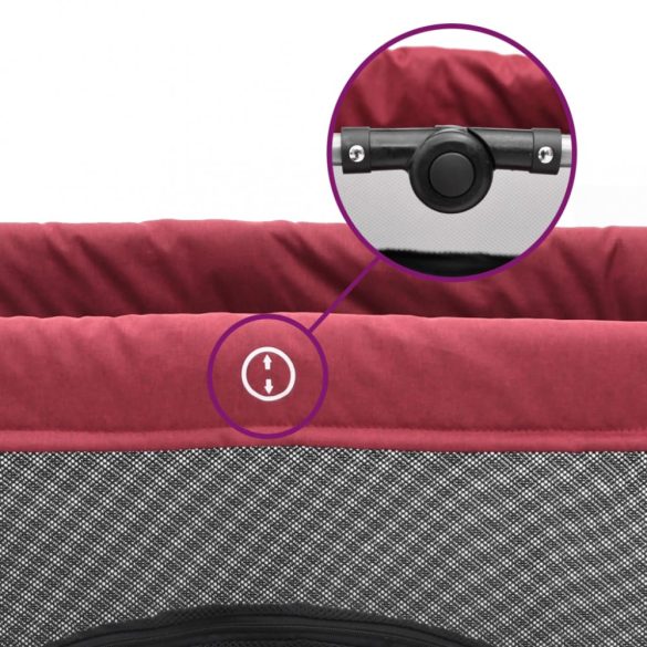 piros vászonszövet babajáróka matraccal