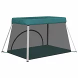 zöld vászonszövet babajáróka matraccal