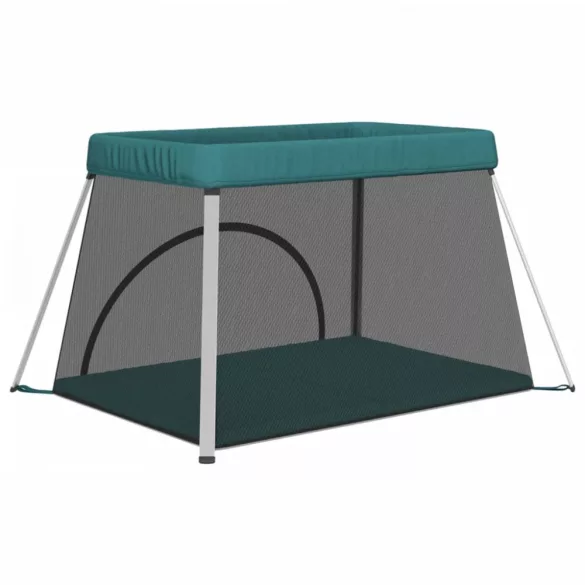 zöld vászonszövet babajáróka matraccal