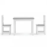 3 részes fehér-szürke színű MDF gyerekasztal- és székkészlet