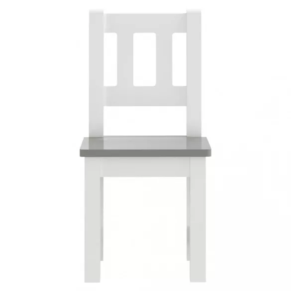 3 részes fehér-szürke színű MDF gyerekasztal- és székkészlet