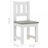 3 részes fehér-szürke színű MDF gyerekasztal- és székkészlet