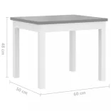 3 részes fehér-szürke színű MDF gyerekasztal- és székkészlet