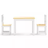 3 részes fehér-bézs színű MDF gyerekasztal- és székkészlet
