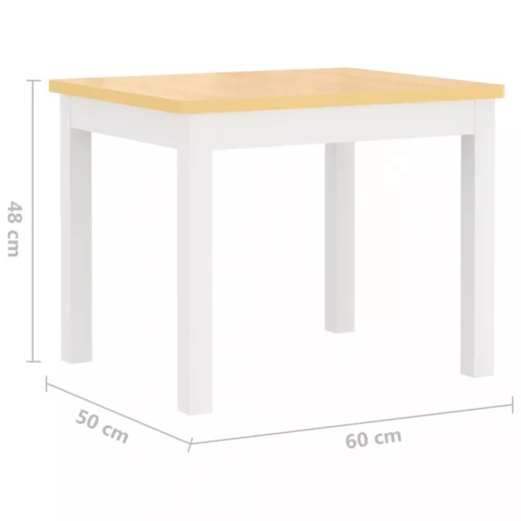 3 részes fehér-bézs színű MDF gyerekasztal- és székkészlet