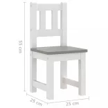 4 részes fehér és szürke MDF gyerekasztal- és székkészlet