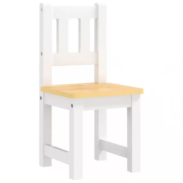 4 részes fehér és bézs MDF gyerekasztal- és székkészlet