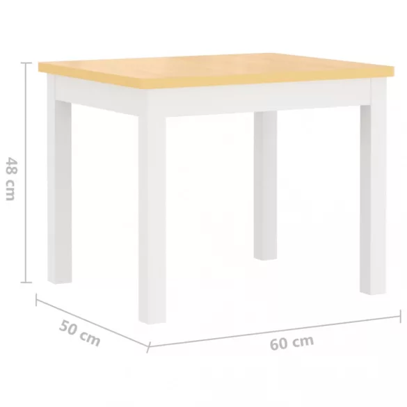 4 részes fehér és bézs MDF gyerekasztal- és székkészlet