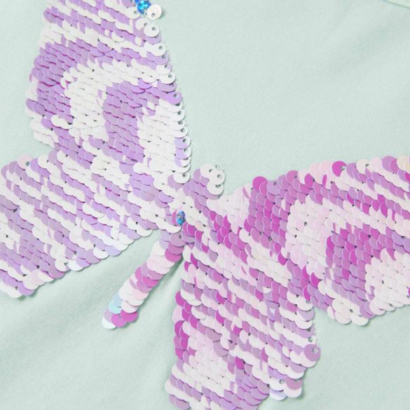 Világosmenta színű buggyos ujjú gyerekpóló 140