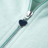 Vegyes világos mentaszínű kapucnis gyerekpulóver cipzárral 92