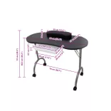 Összecsukható manikűr asztal kerekekkel fekete