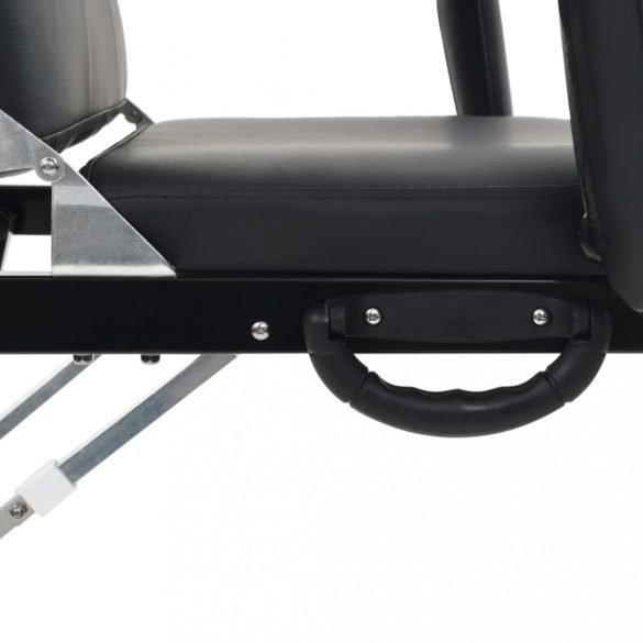 hordozható fekete műbőr arckezelő szék 185 x 78 x 76 cm