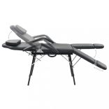 hordozható fekete műbőr arckezelő szék 185 x 78 x 76 cm