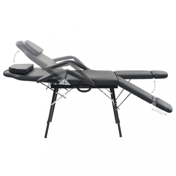 hordozható fekete műbőr arckezelő szék 185 x 78 x 76 cm