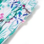 Ekrü és sötétmenta színű gyerekrövidnadrág húzózsinórral 140