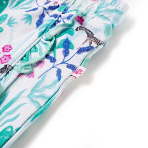 Ekrü és sötétmenta színű gyerekrövidnadrág húzózsinórral 140