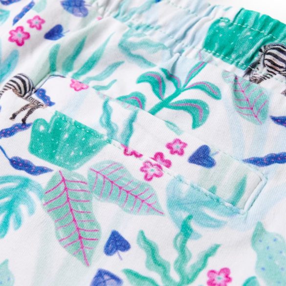 Ekrü és sötétmenta színű gyerekrövidnadrág húzózsinórral 140