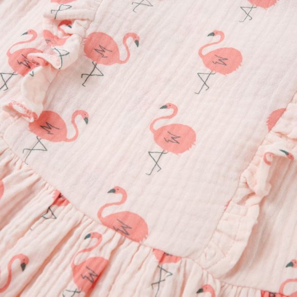 Halvány rózsaszín fodros gyerekruha 128