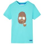 Aqua színű rövid ujjú gyerekpóló 140