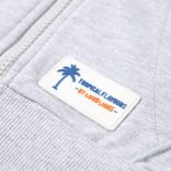 Szürke kapucnis gyerekpulóver cipzárral 92