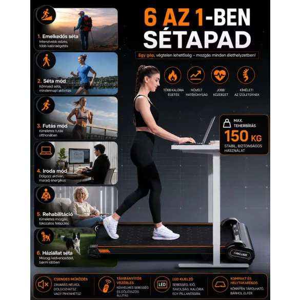 Aklauer H1 futópad/sétapad 150kg teherbírás, motoros emelkedő állítás