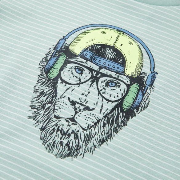 Világosmenta színű csíkos gyerekpóló 140