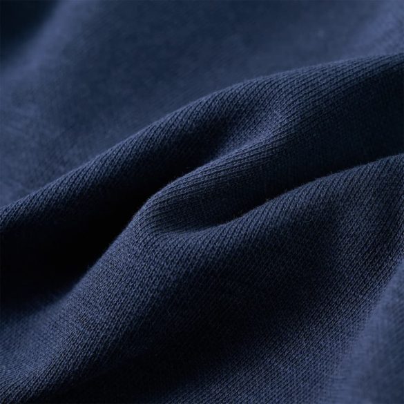 Sötétkék melange és narancs kapucnis gyerekpulóver 104