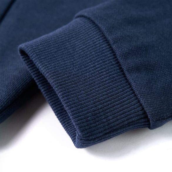 Sötétkék melange és narancs kapucnis gyerekpulóver 116