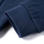 Sötétkék melange és narancs kapucnis gyerekpulóver 140