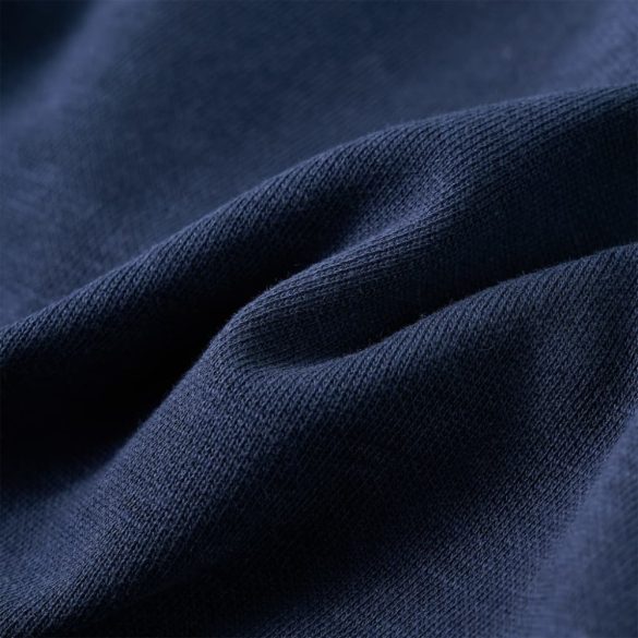 Sötétkék melange és narancs kapucnis gyerekpulóver 140