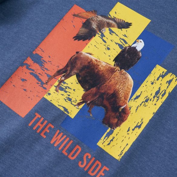 Kék melange hosszú ujjú gyerekpóló 140