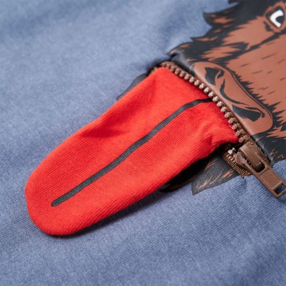 Kék melange kapucnis gyerekpulóver 140