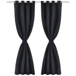 2 db fekete sötétítőfüggöny fémkarikákkal 135 x 245 cm