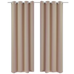   2 db krémszínű sötétítőfüggöny fémkarikákkal 135 x 245 cm