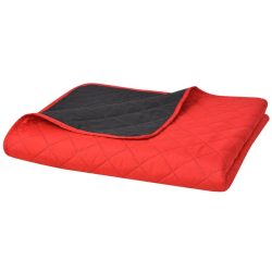   170x210 cm kétoldalas steppelt ágytakaró vörös és fekete