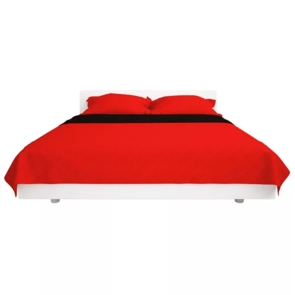 170x210 cm kétoldalas steppelt ágytakaró vörös és fekete