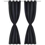 2 db fekete sötétítőfüggöny fém fűzőlyukakkal 135 x 175 cm