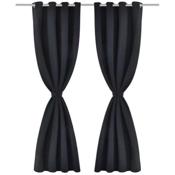 2 db fekete sötétítőfüggöny fém fűzőlyukakkal 135 x 175 cm